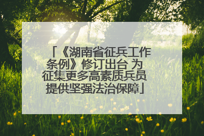《湖南省征兵工作条例》修订出台 为征集更多高素质兵员提供坚强法治保障