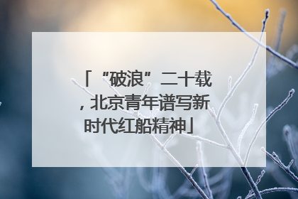 “破浪”二十载，北京青年谱写新时代红船精神