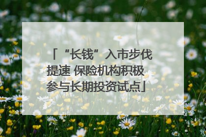 “长钱”入市步伐提速 保险机构积极参与长期投资试点