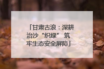 甘肃古浪：深耕治沙“织绿” 筑牢生态安全屏障