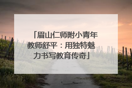 眉山仁师附小青年教师舒平：用独特魅力书写教育传奇