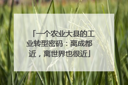 一个农业大县的工业转型密码：离成都近，离世界也很近