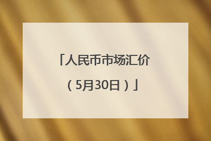 人民币市场汇价（5月30日）