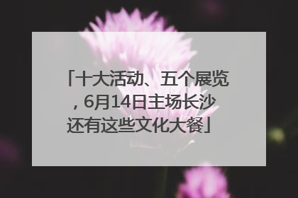 十大活动、五个展览，6月14日主场长沙还有这些文化大餐