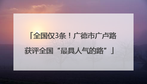 全国仅3条！广德市广卢路获评全国“最具人气的路”