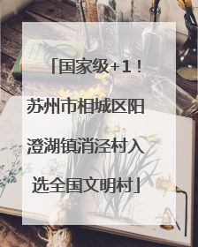 国家级+1！苏州市相城区阳澄湖镇消泾村入选全国文明村