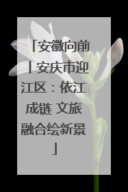 安徽向前丨安庆市迎江区：依江成链 文旅融合绘新景