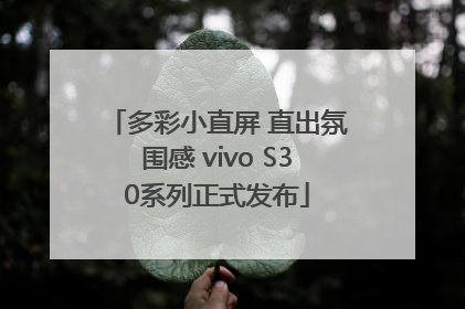 多彩小直屏 直出氛围感 vivo S30系列正式发布