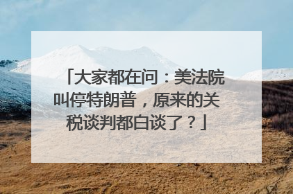 大家都在问：美法院叫停特朗普，原来的关税谈判都白谈了？