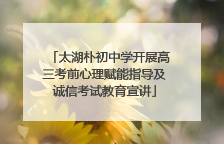 太湖朴初中学开展高三考前心理赋能指导及诚信考试教育宣讲