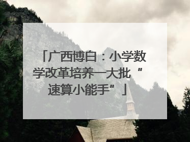 广西博白：小学数学改革培养一大批“速算小能手”