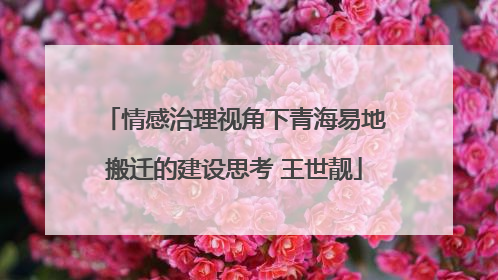 情感治理视角下青海易地搬迁的建设思考 王世靓