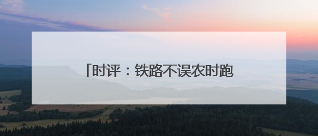 时评：铁路不误农时跑出春耕抢运“加速度”