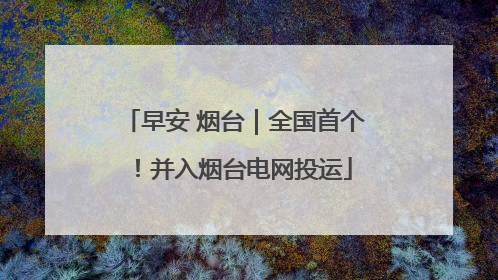 早安 烟台｜全国首个！并入烟台电网投运