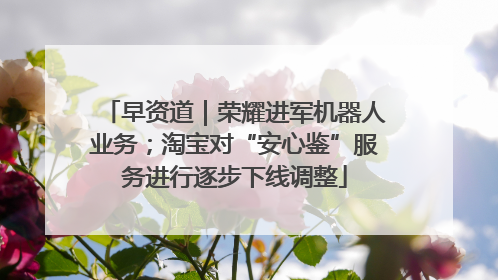 早资道｜荣耀进军机器人业务；淘宝对“安心鉴”服务进行逐步下线调整