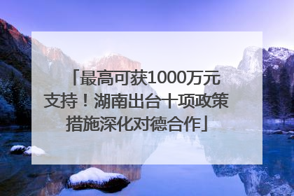 最高可获1000万元支持！湖南出台十项政策措施深化对德合作