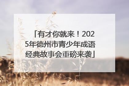 有才你就来！2025年德州市青少年成语经典故事会重磅来袭