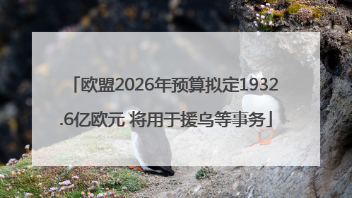 欧盟2026年预算拟定1932.6亿欧元 将用于援乌等事务