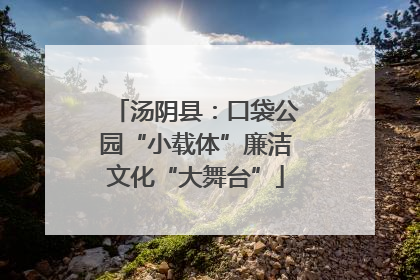 汤阴县：口袋公园“小载体”廉洁文化“大舞台”