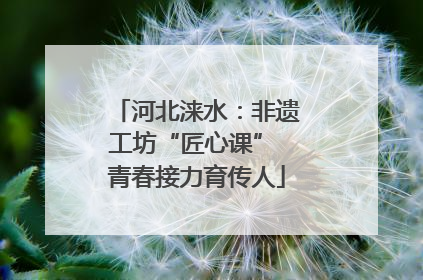 河北涞水：非遗工坊“匠心课” 青春接力育传人