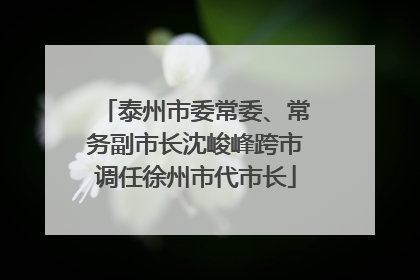 泰州市委常委、常务副市长沈峻峰跨市调任徐州市代市长