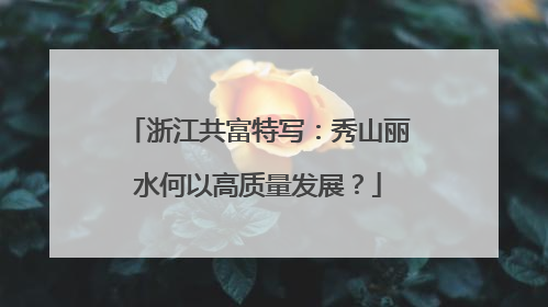 浙江共富特写：秀山丽水何以高质量发展？