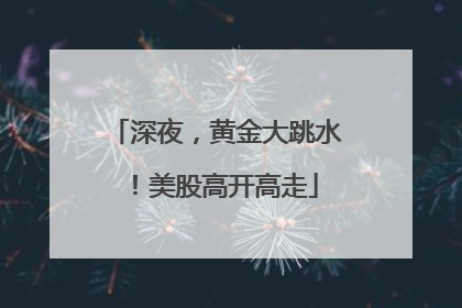 深夜，黄金大跳水！美股高开高走
