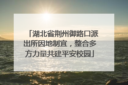 湖北省荆州御路口派出所因地制宜，整合多方力量共建平安校园