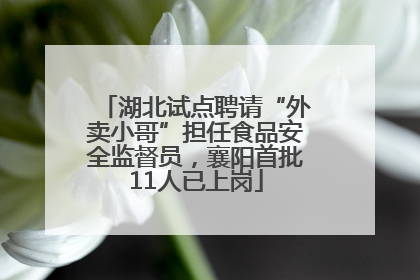 湖北试点聘请“外卖小哥”担任食品安全监督员，襄阳首批11人已上岗