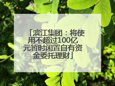 滨江集团：将使用不超过100亿元暂时闲置自有资金委托理财
