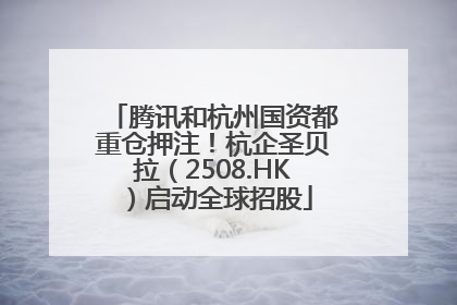 腾讯和杭州国资都重仓押注！杭企圣贝拉（2508.HK）启动全球招股