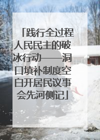 践行全过程人民民主的破冰行动——洞口填补制度空白开居民议事会先河侧记