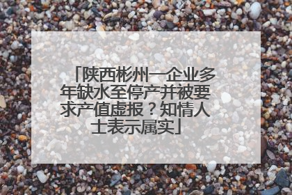 陕西彬州一企业多年缺水至停产并被要求产值虚报？知情人士表示属实