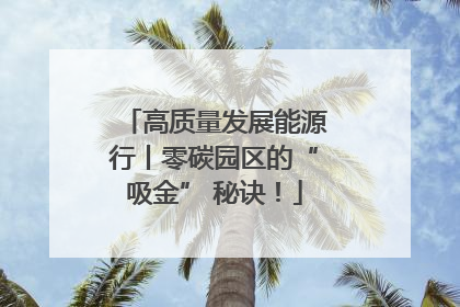 高质量发展能源行丨零碳园区的“吸金” 秘诀！
