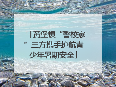 黄堡镇“警校家”三方携手护航青少年暑期安全