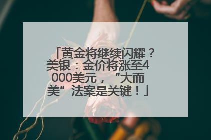 黄金将继续闪耀？美银：金价将涨至4000美元，“大而美”法案是关键！
