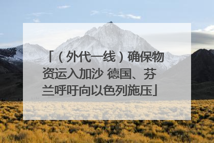 （外代一线）确保物资运入加沙 德国、芬兰呼吁向以色列施压