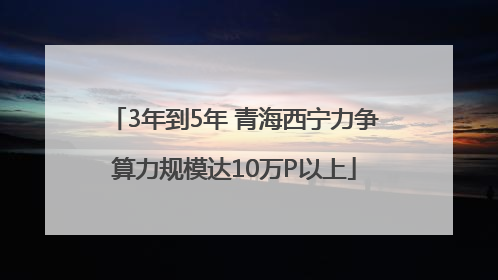 3年到5年 青海西宁力争算力规模达10万P以上