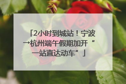 2小时到城站！宁波→杭州端午假期加开“一站直达动车”