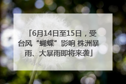 6月14日至15日，受台风“蝴蝶”影响 株洲暴雨、大暴雨即将来袭